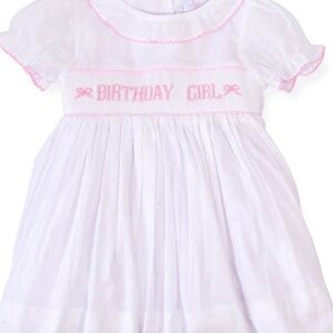 White Birthday Girl Dress with Pink Accents